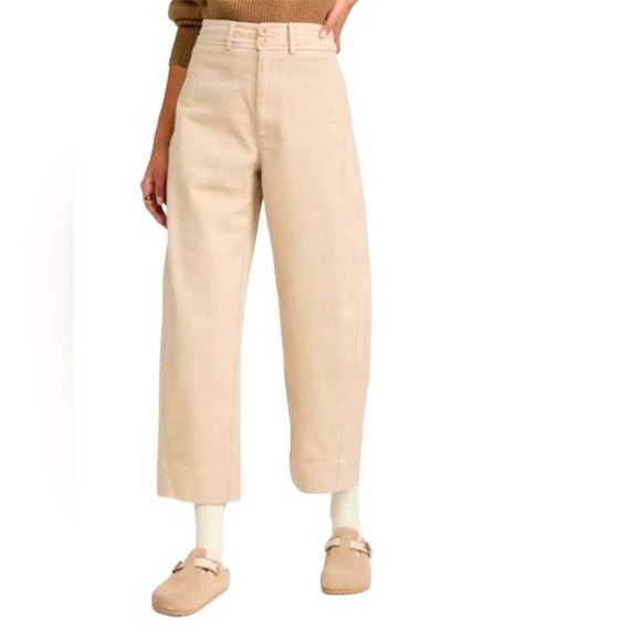 Apiece Apart Mari Barrel Cotton Wide Leg Pants Tan Sand Neutral Size 6 - Picture 2 of 11